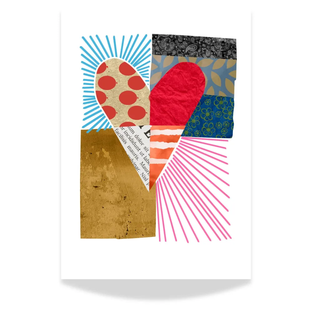 COLORFUL HEART COLLAGE No6 – ABSTRAKT KUNSTPLAKAT