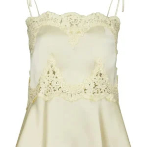 Kaela Heavy Sateen Lace Top – Light Yellow