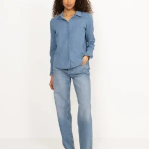 Mattie Flip Denim Shirt – Mid Blue