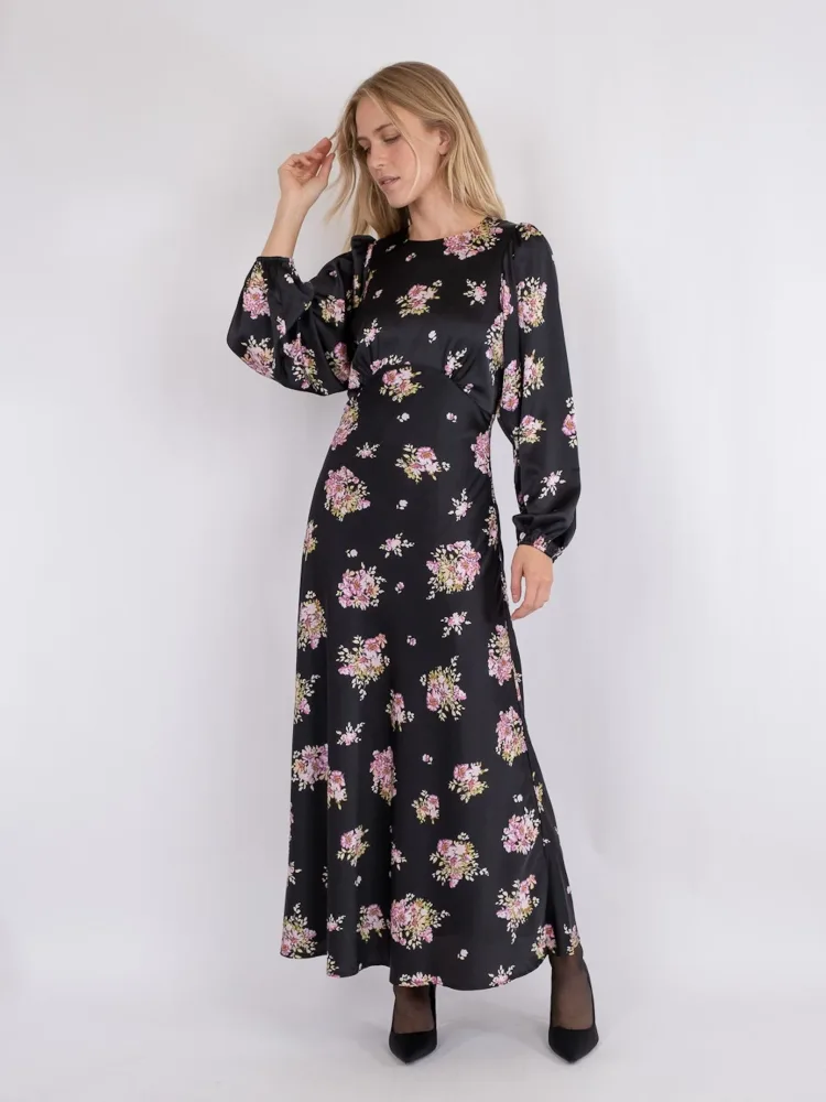 Ilba Flower Bunch Dress - Black - Bilde 2
