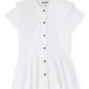 Stretch Cotton Peter Pan Collar Shirt – Bright White