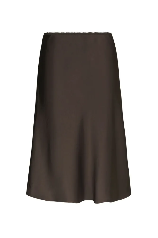 Mindie Heavy Sateen Skirt - Dark Brown - Bilde 2