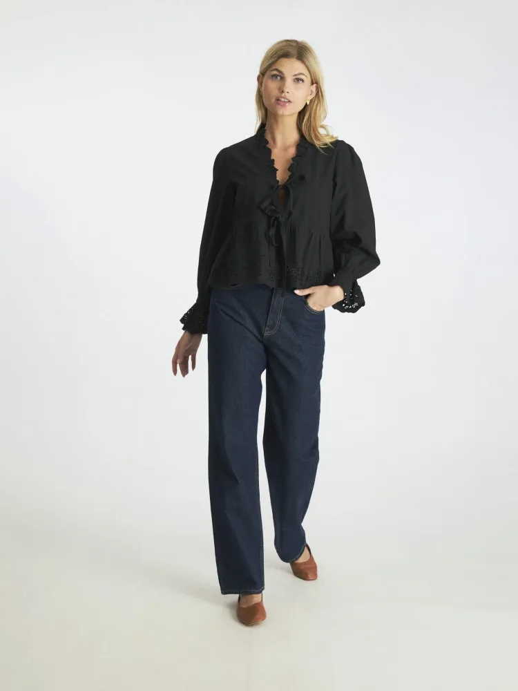 Matsi Embroidery Blouse - Black - Bilde 3