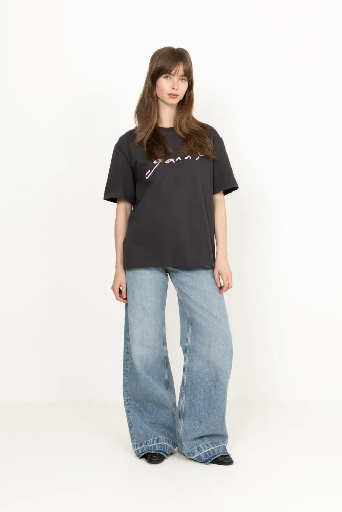 Heavy Cotton Jersey Relaxed Fit Ganni - Phantom - Bilde 2